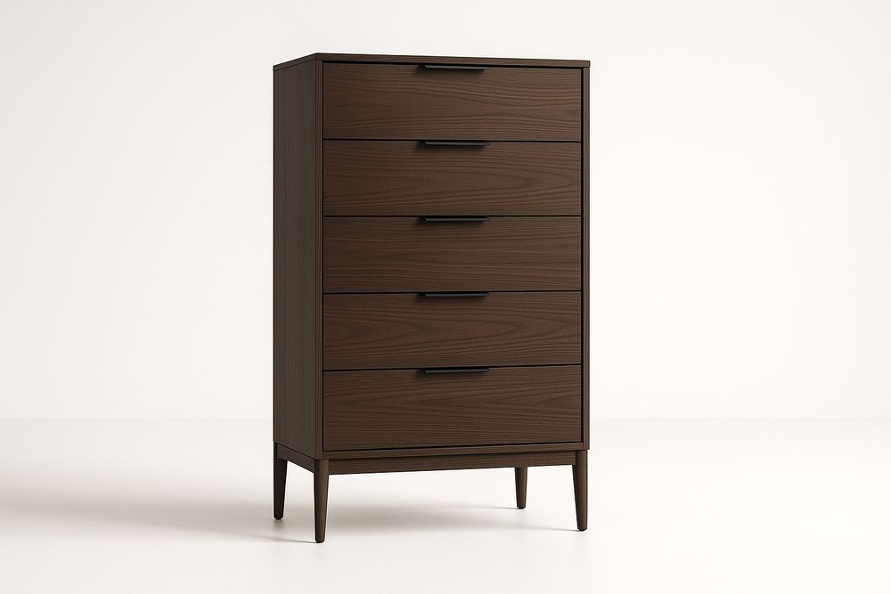 Commode 5 Tiroirs en Bois Marron