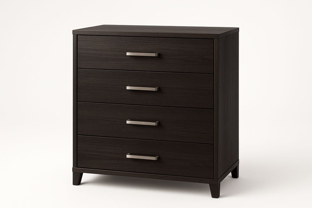 Commode tiroirs en bois marron foncé 4 tiroirs 80x40x100 cm