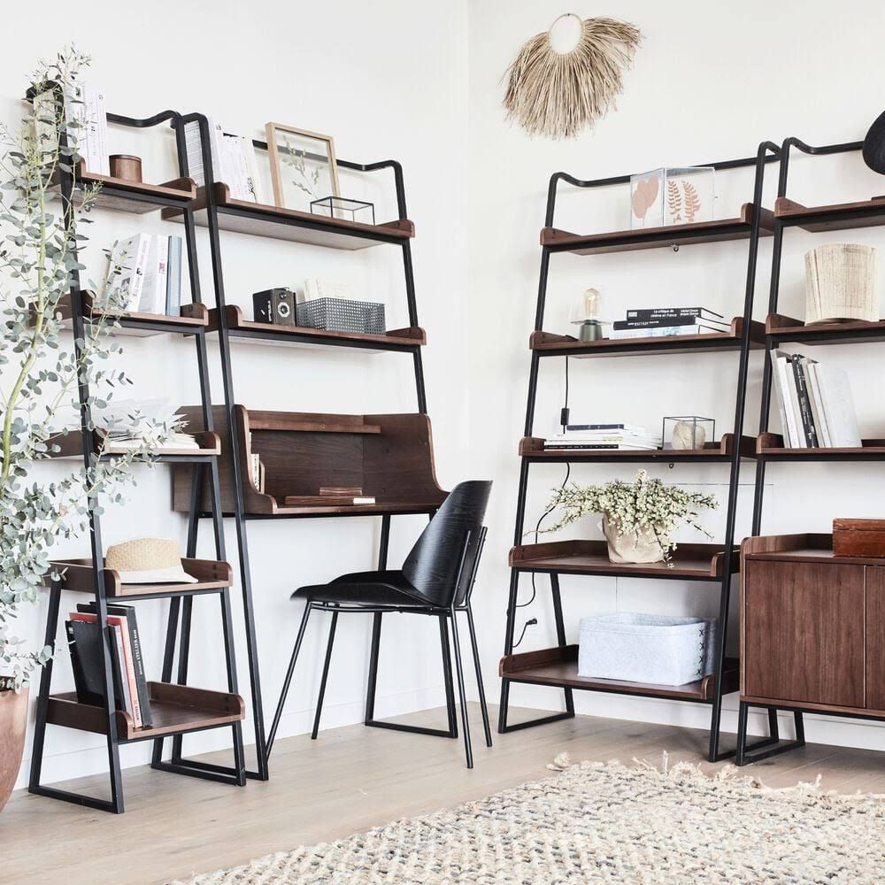 alinea Etagère 5 comprimés plaqué frêne et métal noir